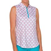 Alternate View 8 of Mint Julep Collection: Aqua Tile Print Sleeveless Polo Shirt